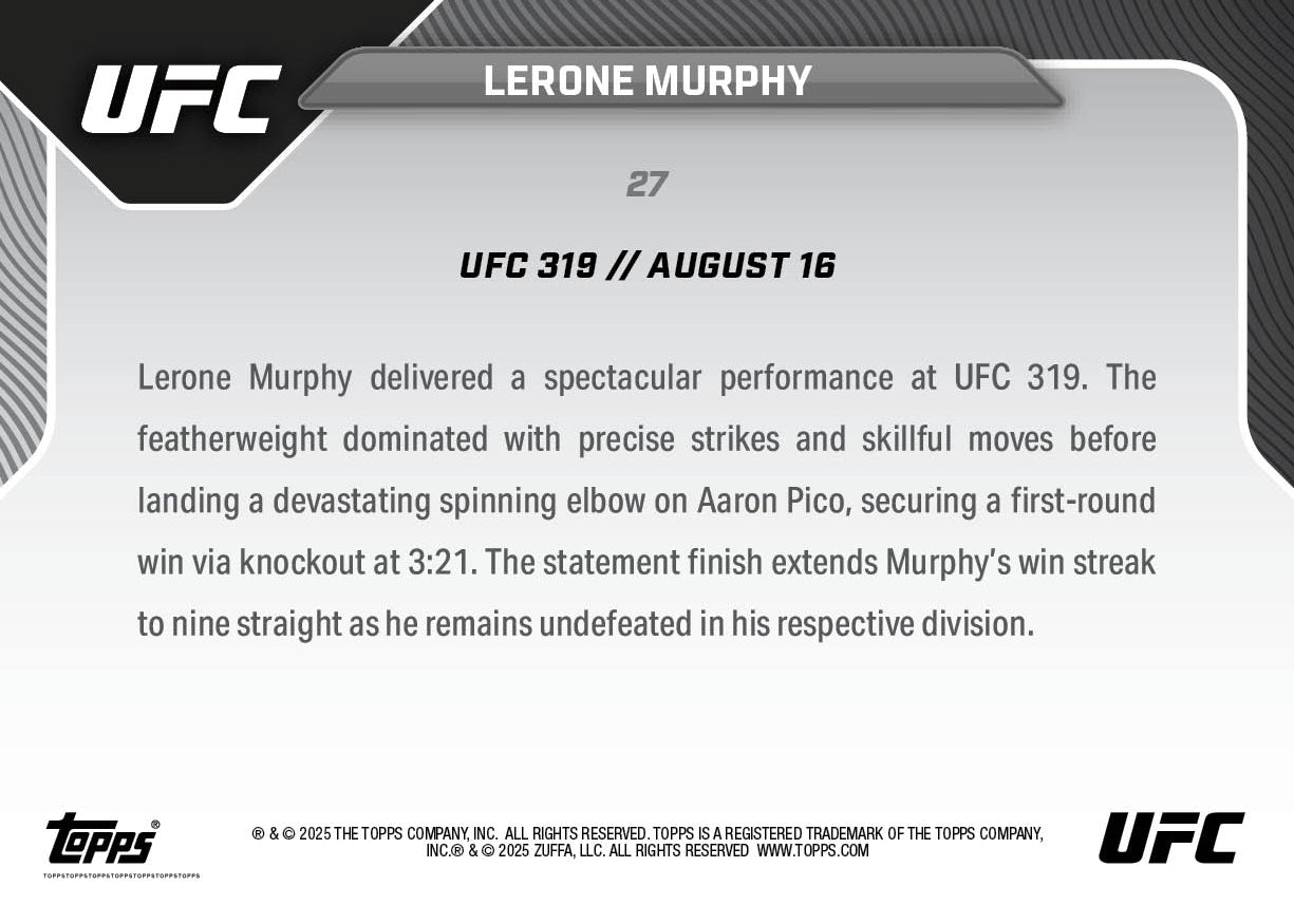 Lerone Murphy - 2025 UFC Topps NOW® - Card 27