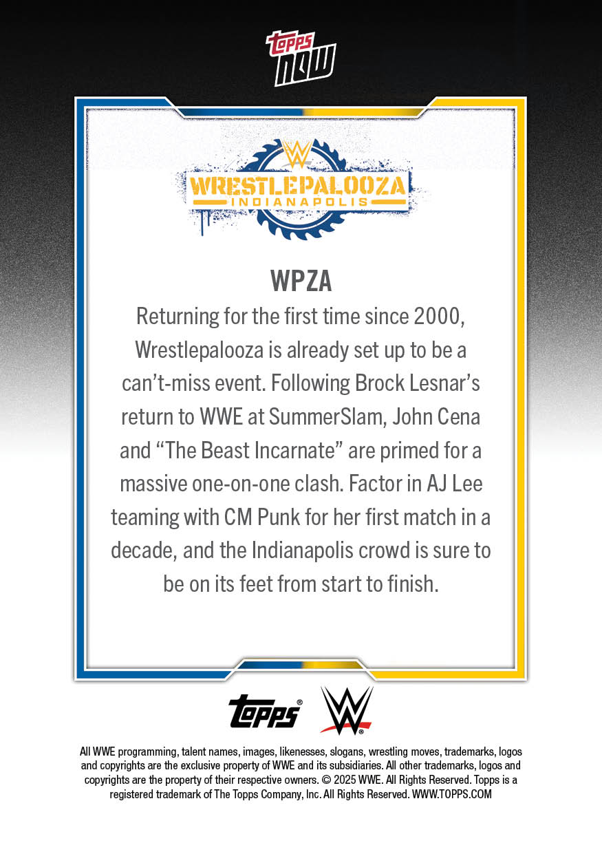 John Cena/Brock Lesnar - 2025 WWE Topps NOW® - Card WPZA