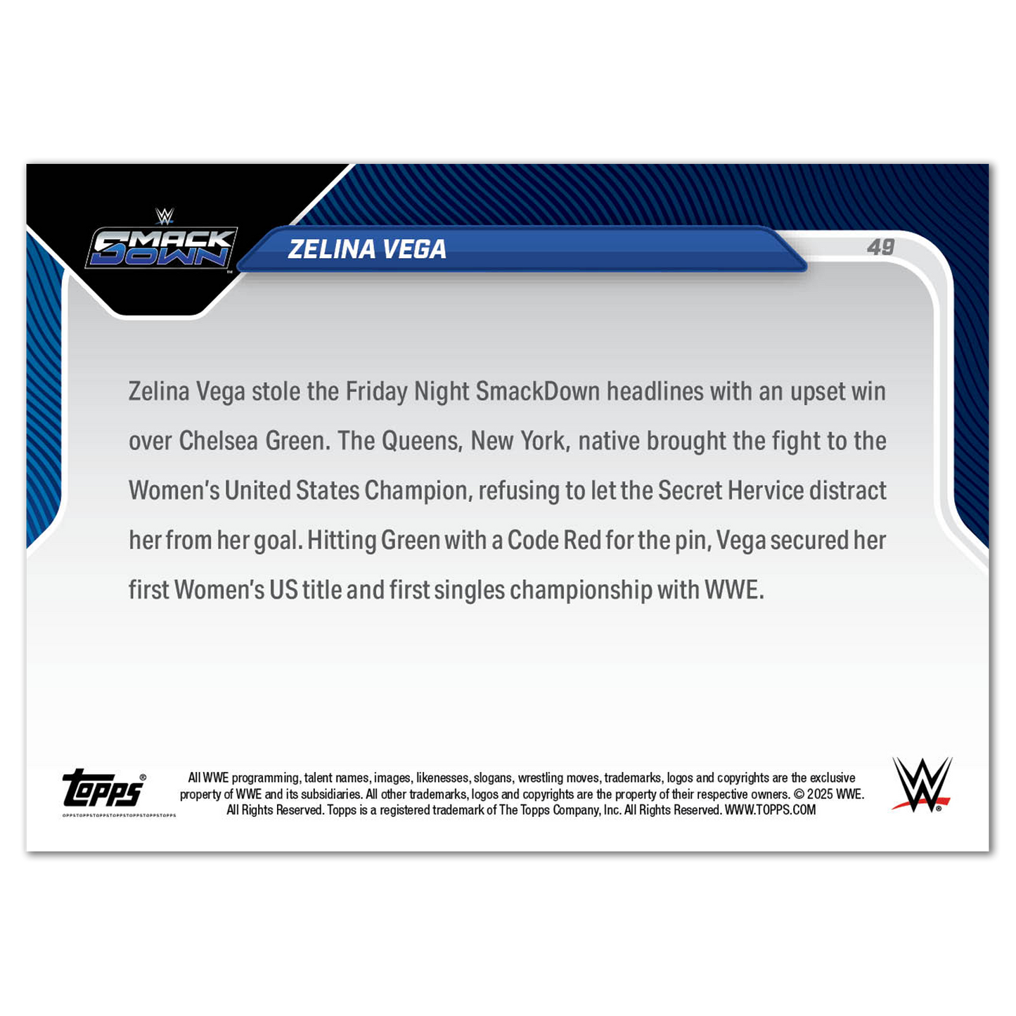 Zelina Vega - 2025 WWE Topps NOW® - Card 49