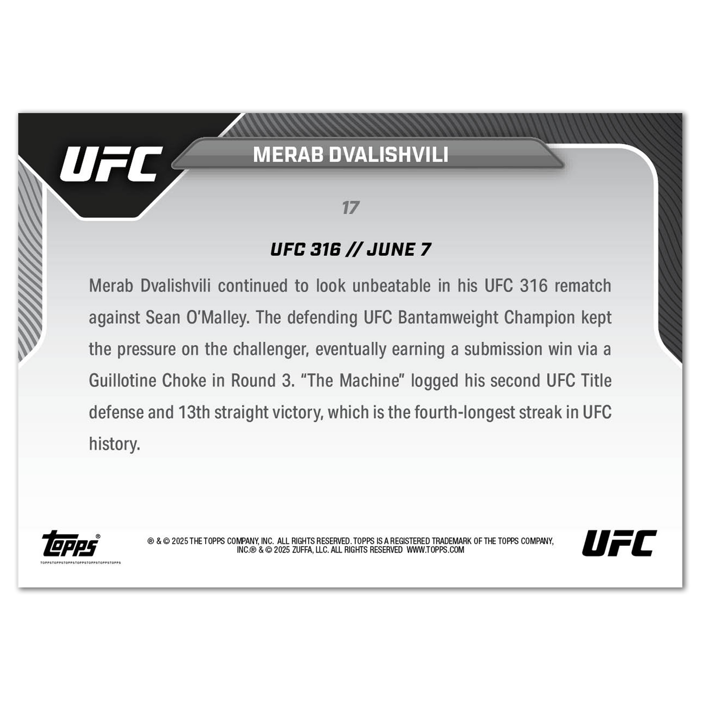 Merab Dvalishvili - 2025 UFC Topps NOW® - Card 17