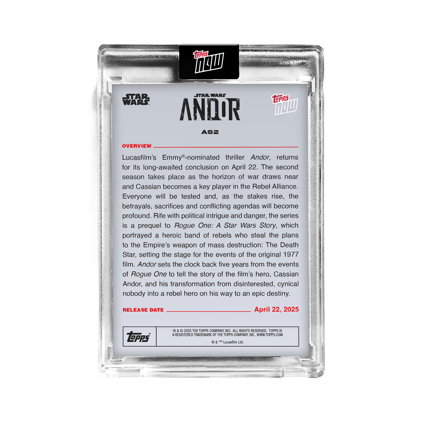 2025 Star Wars Topps NOW® Andor Season 2 - LOOK FOR AUTO