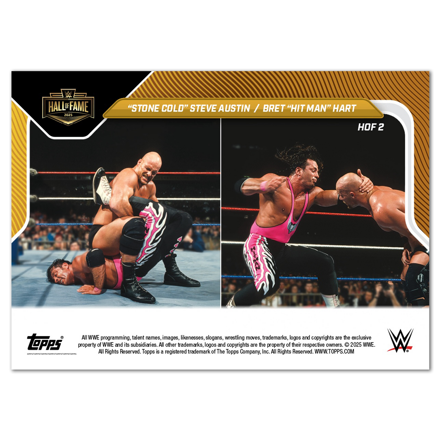 "Stone Cold" Steve Austin/Bret "The Hitman" Hart - 2025 WWE Topps NOW® - Card HOF2