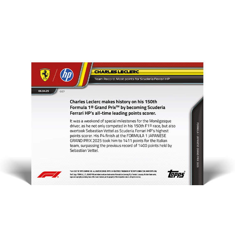 Charles Leclerc - 2025 Formula 1® Topps NOW® Card 27