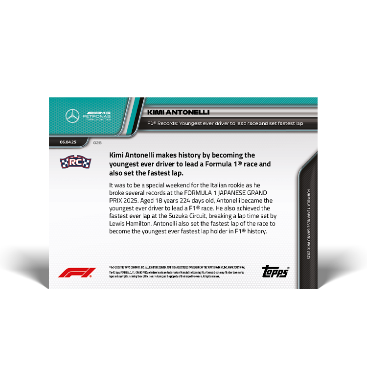 Kimi Antonelli - 2025 Formula 1® Topps NOW® Card 28