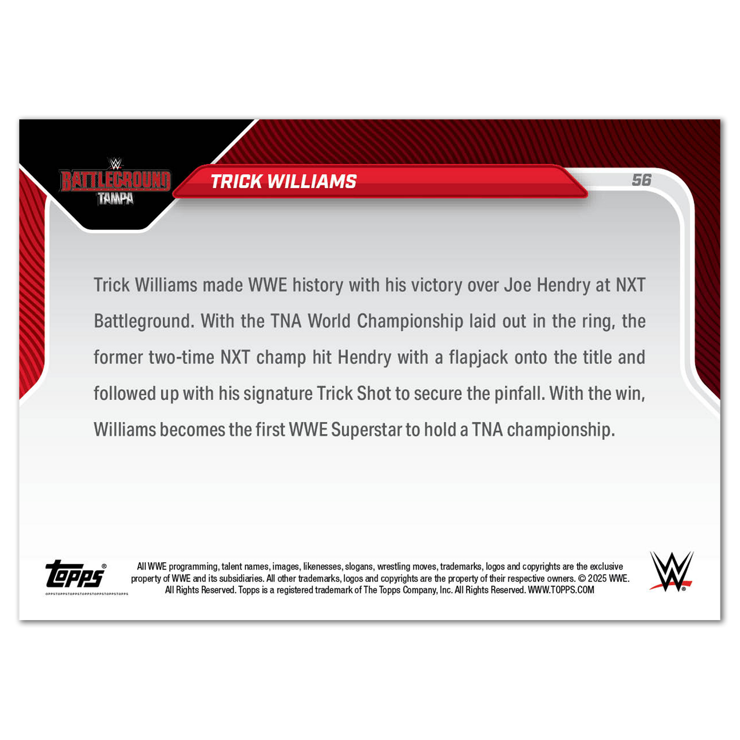 Trick Williams - 2025 WWE Topps NOW® - Card 56 - LOOK FOR AUTOS