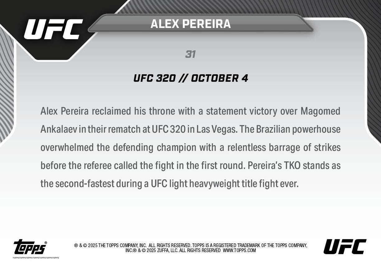 Alex Pereira - 2025 UFC Topps NOW® - Card 31