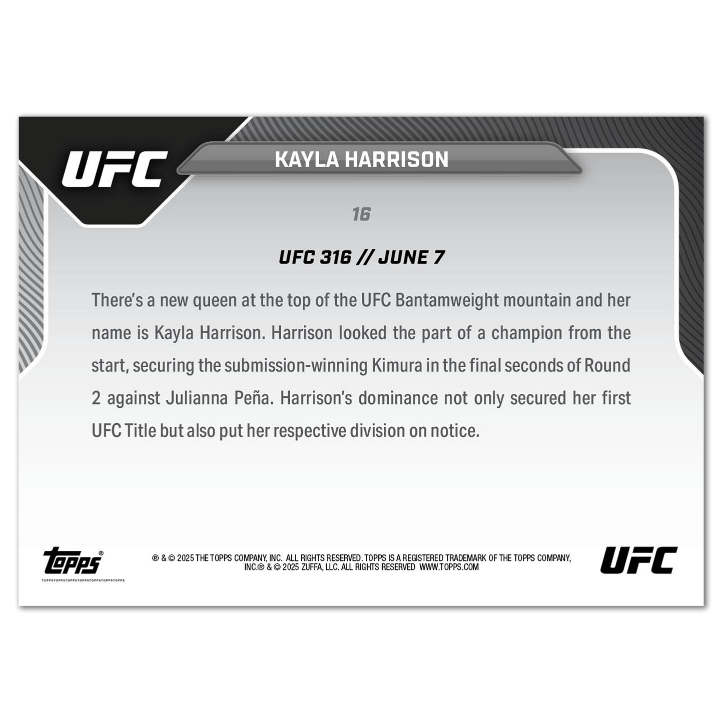 Kayla Harrison - 2025 UFC Topps NOW® - Card 16 - LOOK FOR AUTOS