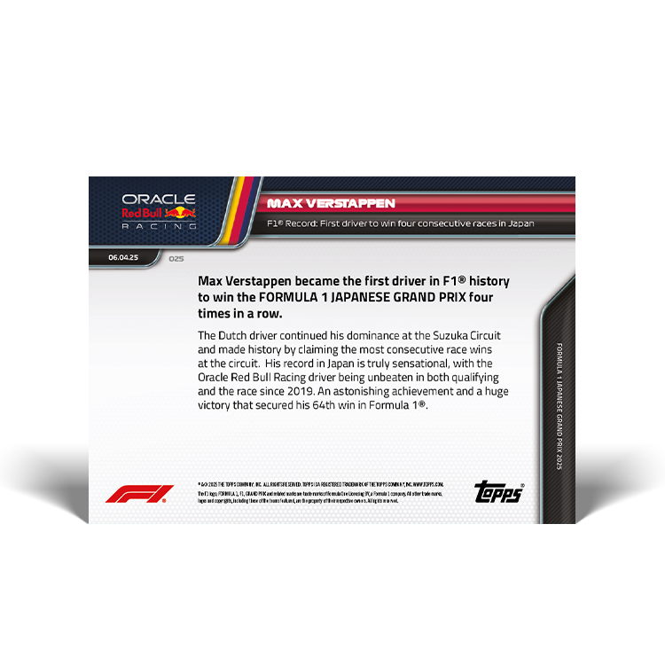 Max Verstappen - 2025 Formula 1® Topps NOW® Card 25