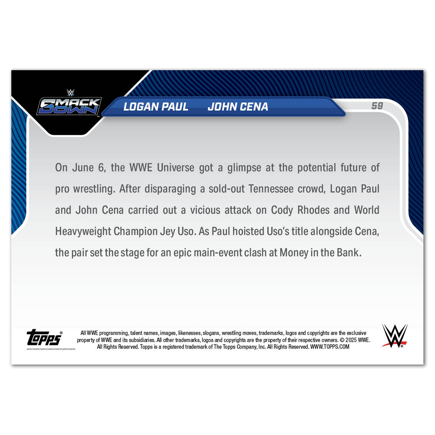 John Cena/Logan Paul - 2025 WWE Topps NOW® - Card 59 - LOOK FOR DUAL AUTO