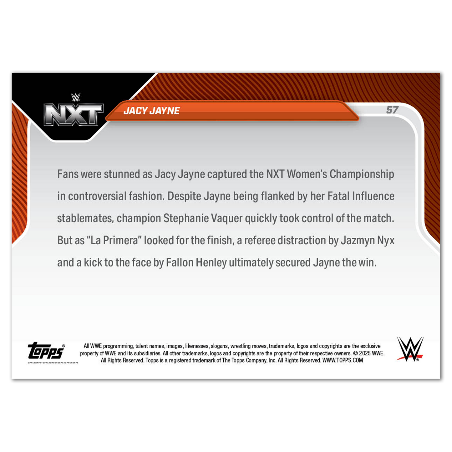 Jacy Jayne - 2025 WWE Topps NOW® - Card 57