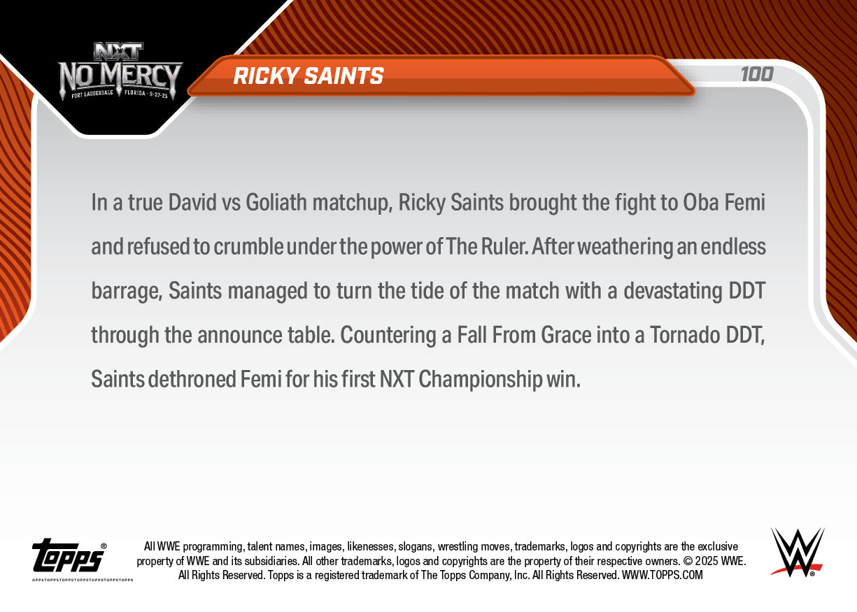 Ricky Saints - 2025 WWE Topps NOW® - Card 100