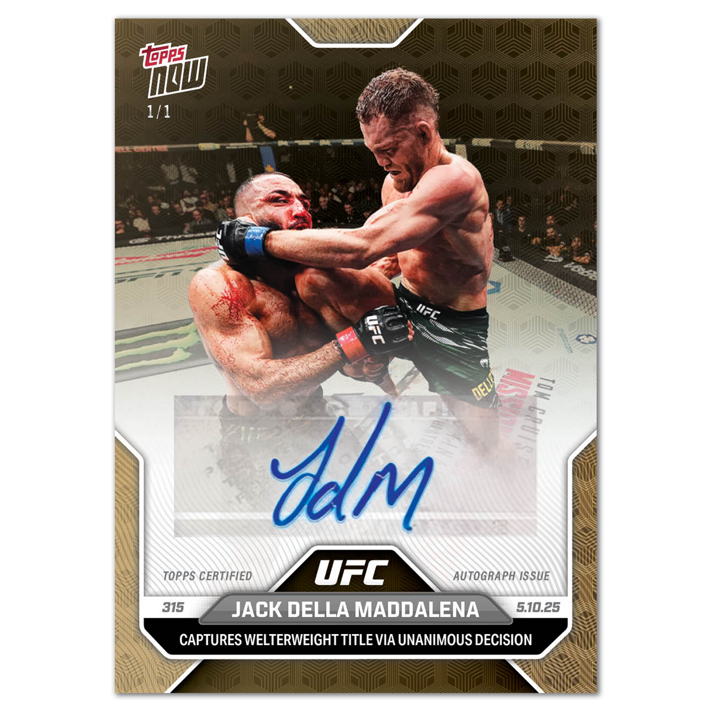 Jack Della Maddalena - 2025 UFC Topps NOW® - Card 13 - LOOK FOR AUTOS