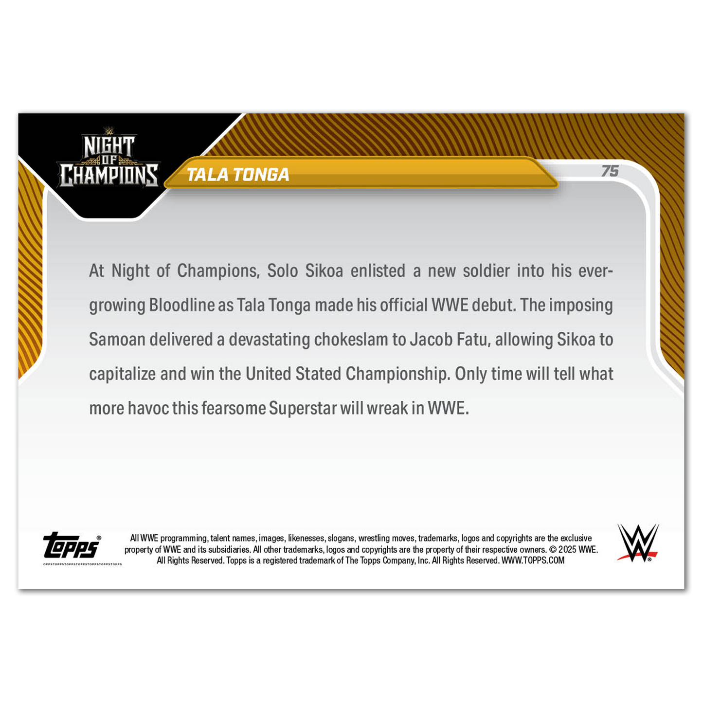 Tala Tonga - 2025 WWE Topps NOW® - Card 75