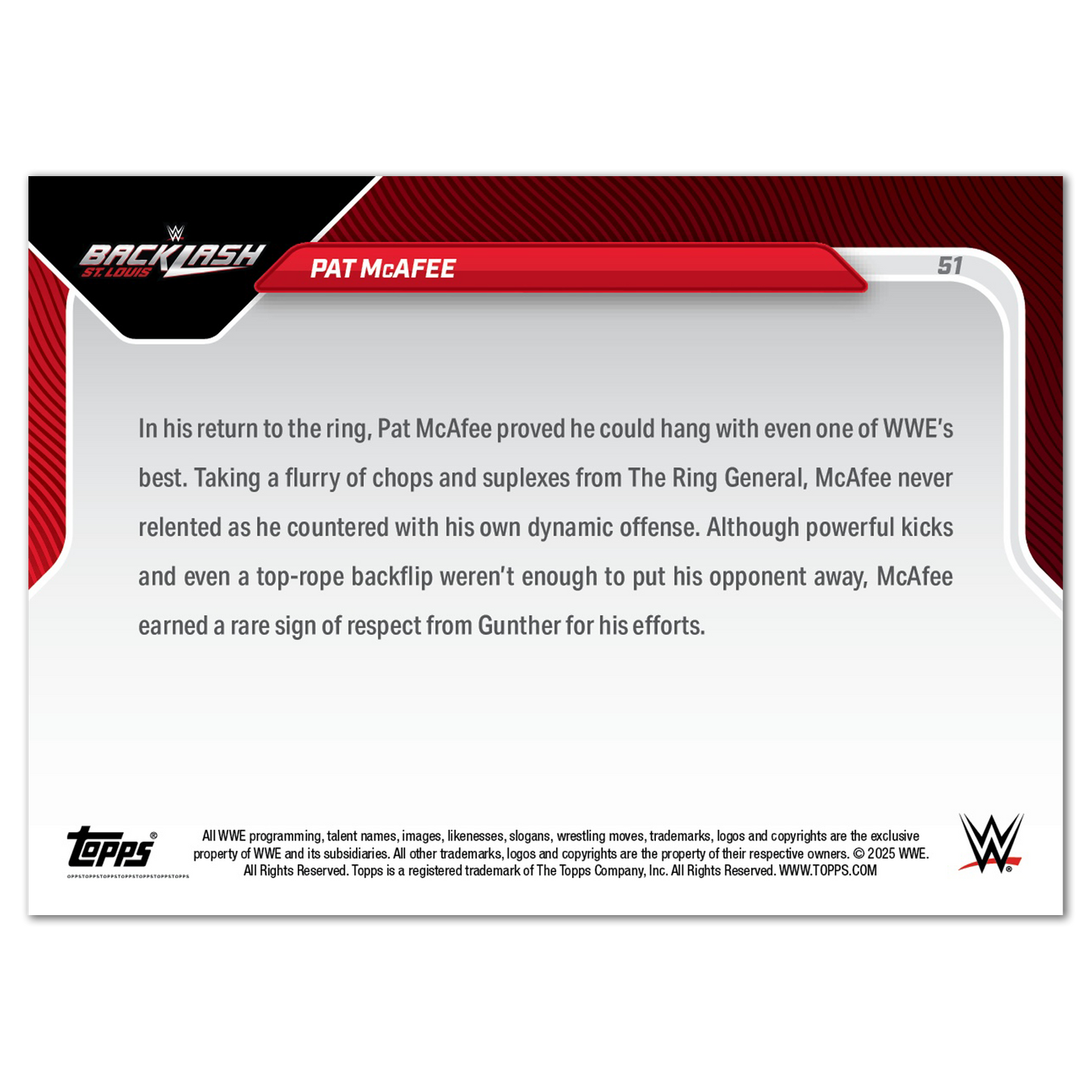 Pat McAfee - 2025 WWE Topps NOW® - Card 51
