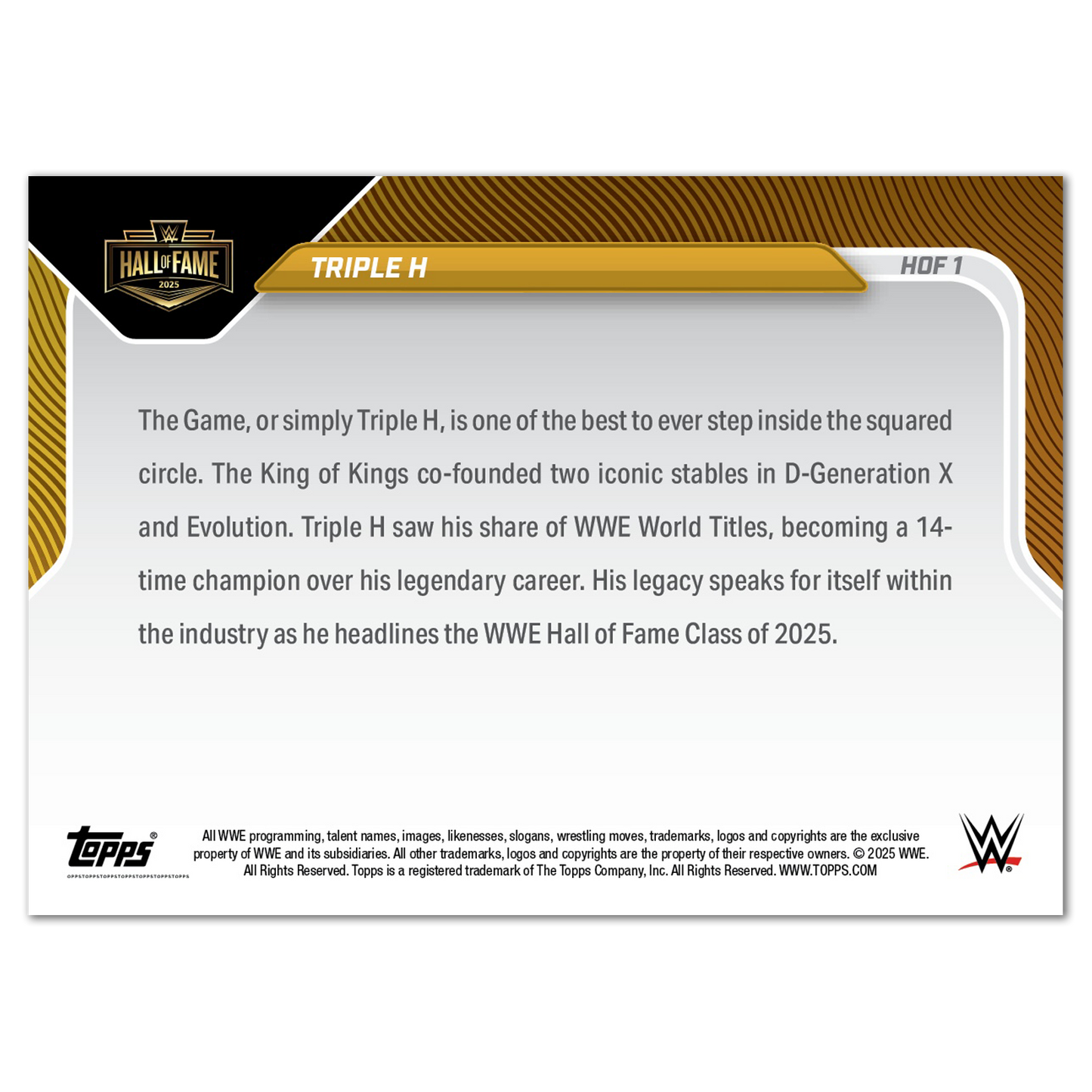 Triple H - 2025 WWE Topps NOW® - Card HOF1
