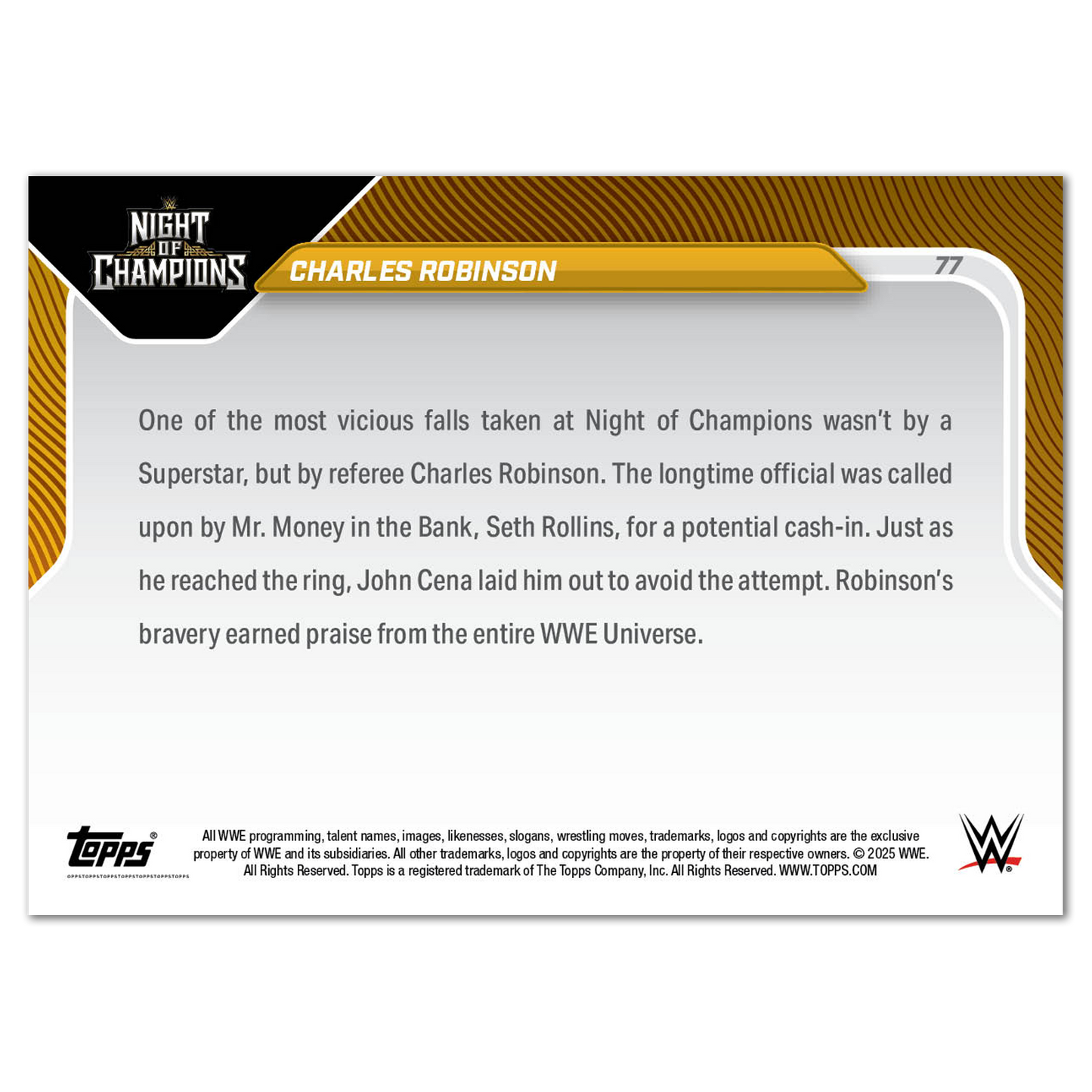 Charles Robinson - 2025 WWE Topps NOW® - Card 77 - LOOK FOR AUTO