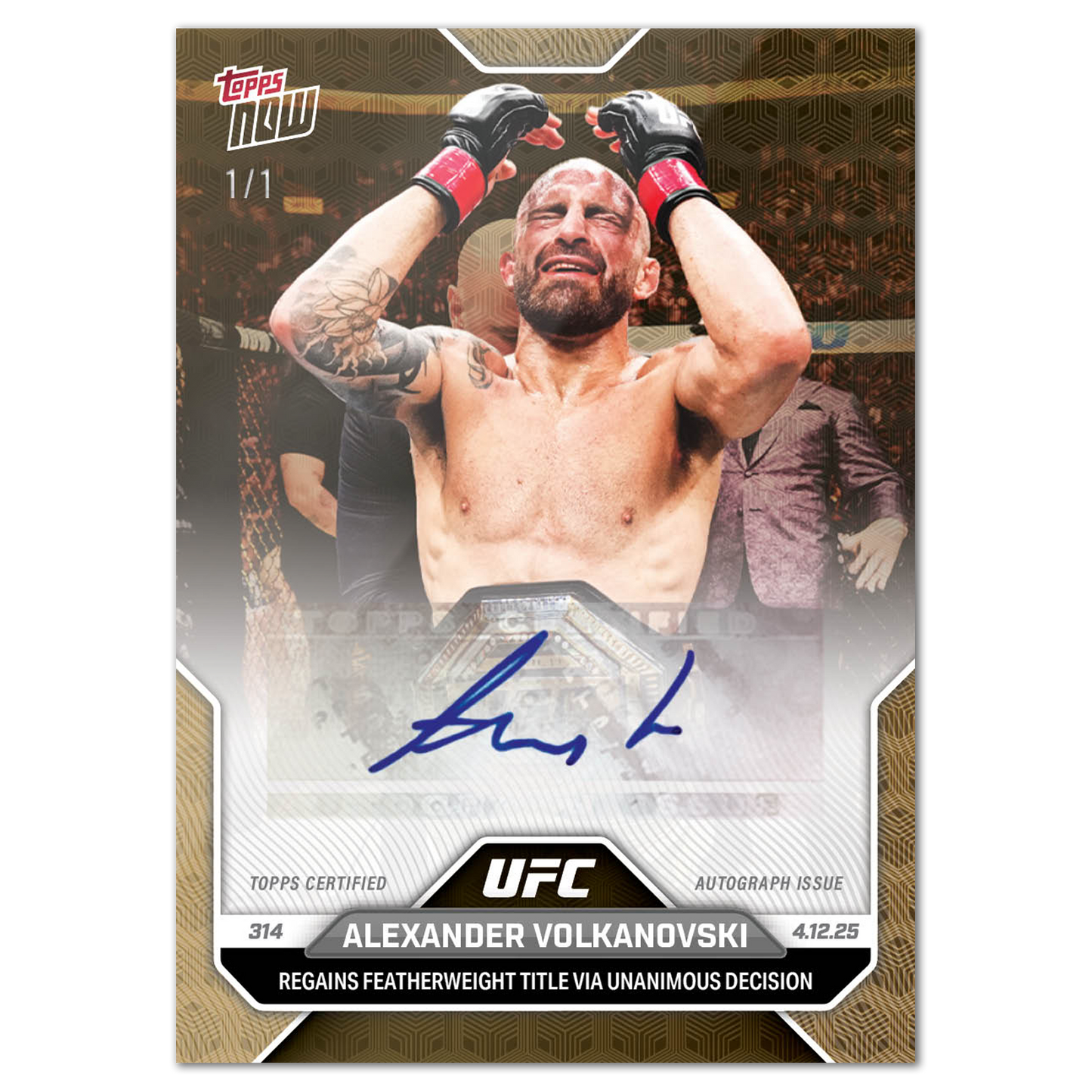 Alexander Volkanovski - 2025 UFC Topps NOW® - Card 12 - LOOK FOR AUTOS