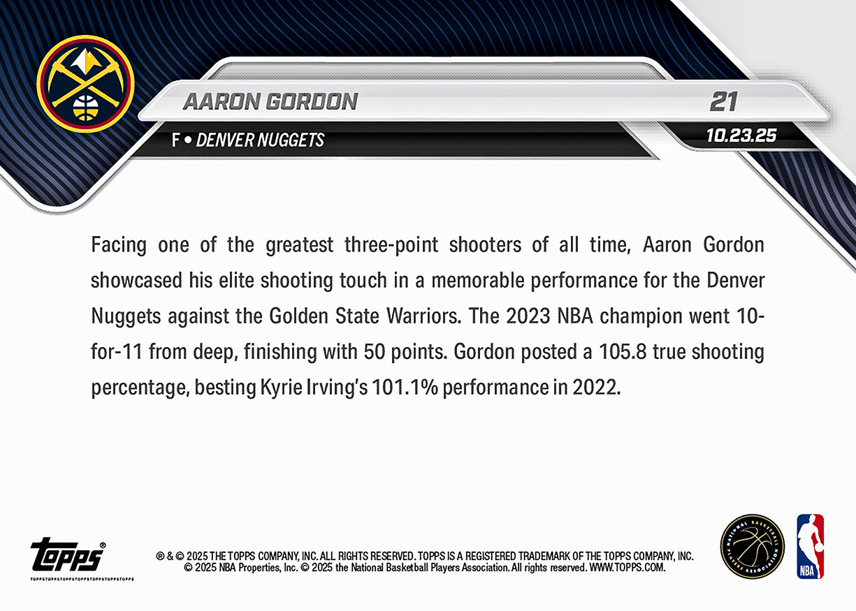 Aaron Gordon - 2025-26 NBA Topps NOW® - Card 21