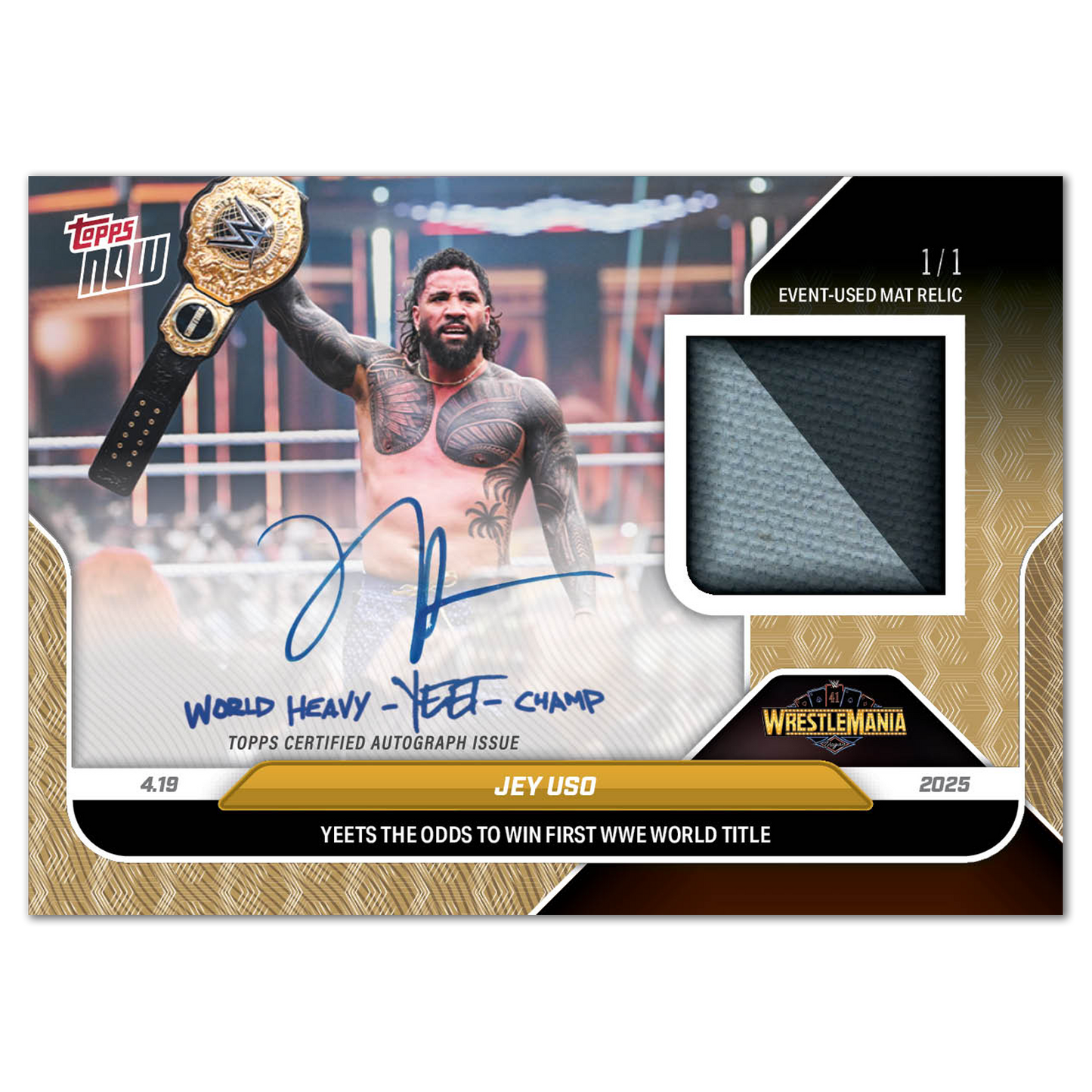 Jey Uso - 2025 WWE Topps NOW® - Card 38 - LOOK FOR AUTOS