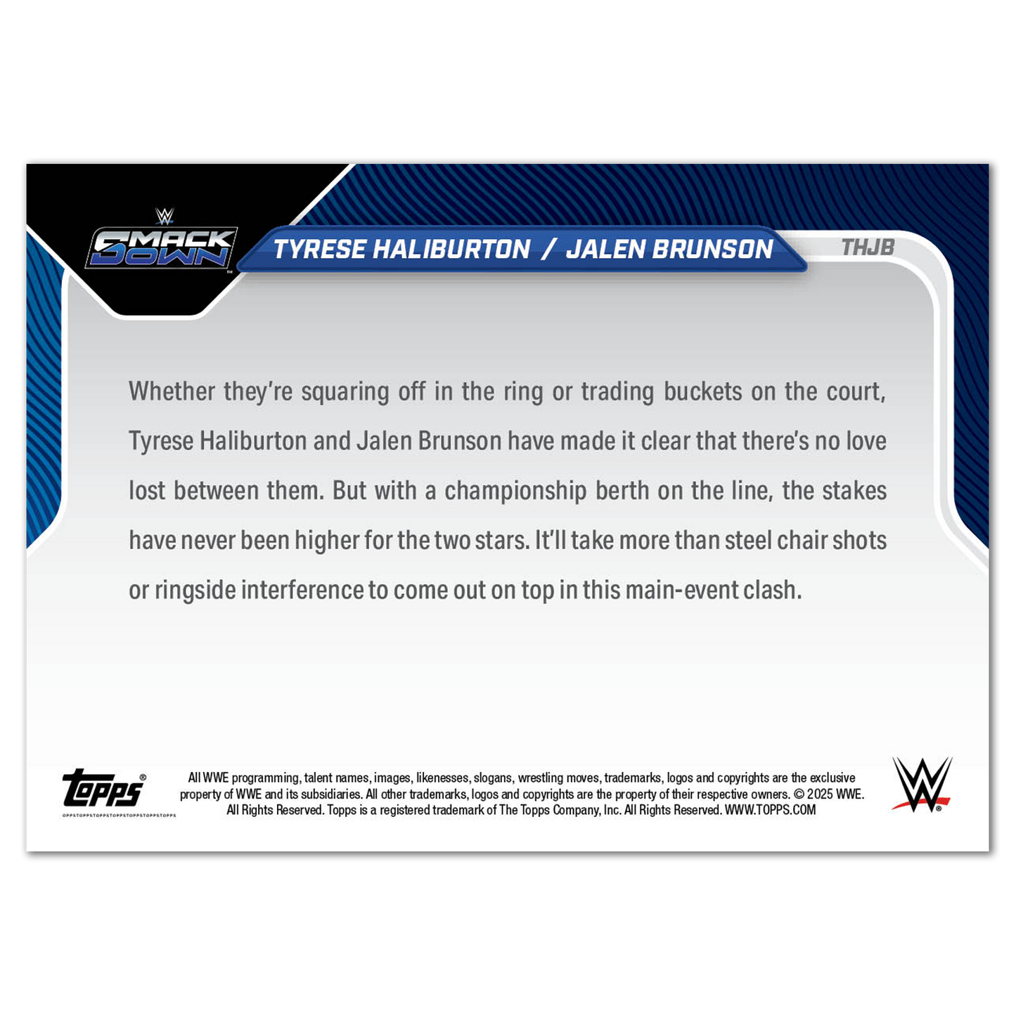 Tyrese Haliburton/Jalen Brunson - 2025 WWE Topps NOW® - Card THJB