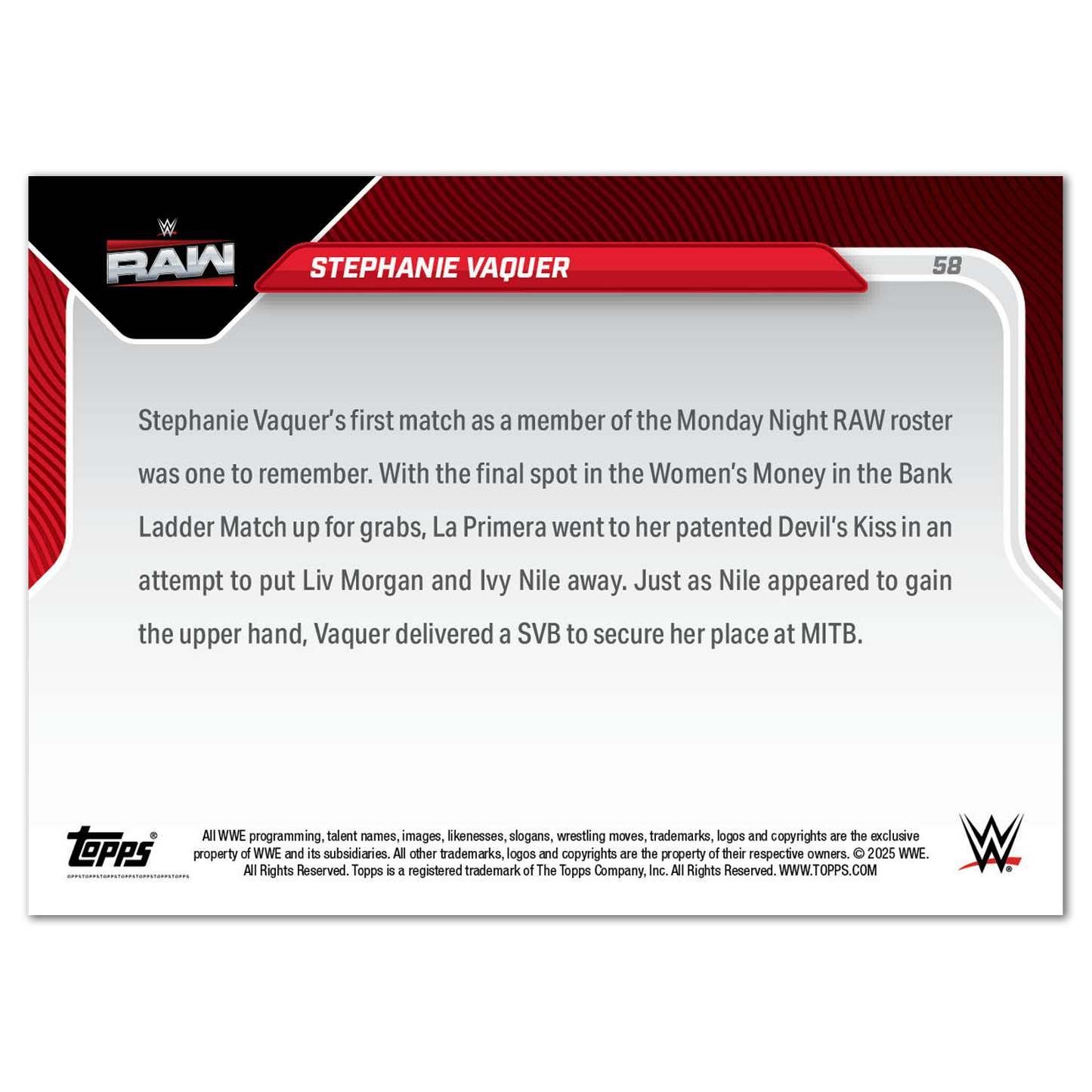 Stephanie Vaquer - 2025 WWE Topps NOW® - Card 58