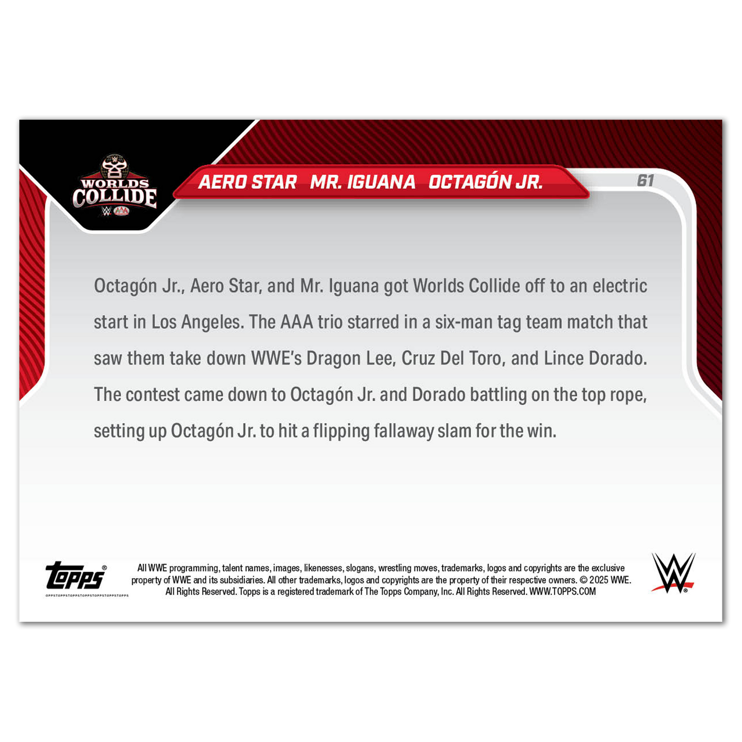 Aero Star/Mr. Iguana/Octagón Jr. - 2025 WWE Topps NOW® - Card 61
